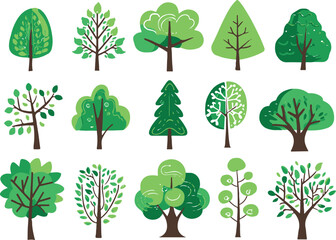 Set Trees. Hand drawn vector illustration