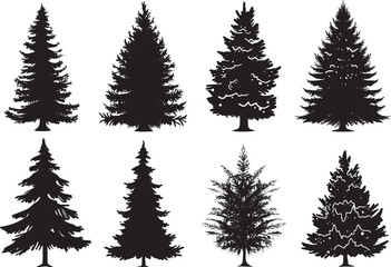 Set Trees. Hand drawn vector illustration