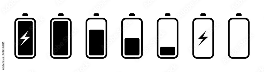 Aufkleber battery icon set. battery charge level icon. flat style. web vector icon