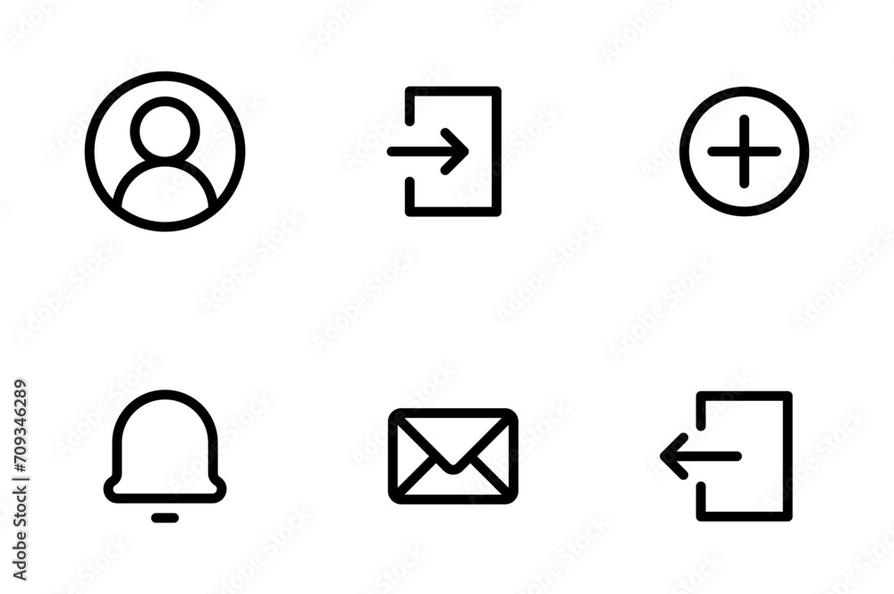 Poster avatar, user profile icon. account login icon. logout icon. notification bell icon. email message en