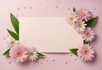 Ideal for Wedding, Mother's Day, or Women's Day Greeting Card. Spring-Themed Layout with Space for Text in Flat Lay Design.