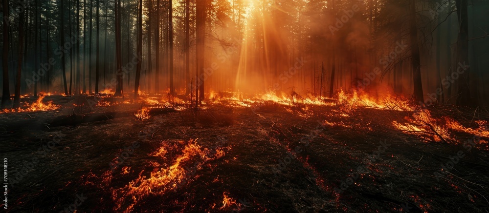 Canvas Prints Human-caused fires lead to forest disaster.