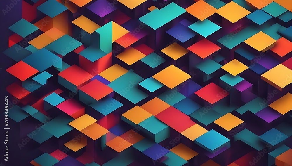 Poster abstract geometric background with isometric digital blocks. blockchain concept and modern technolog
