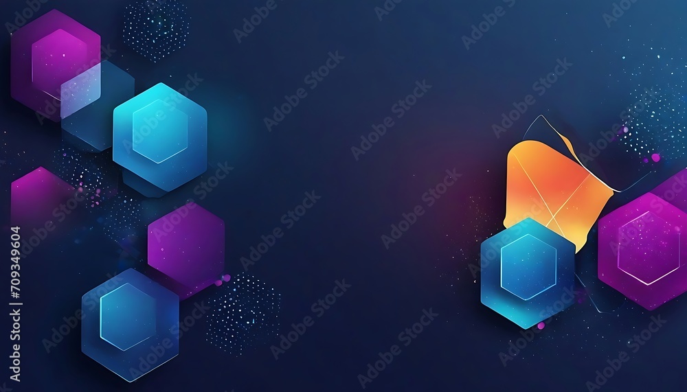 Poster technology banner design with hexagons abstract background
