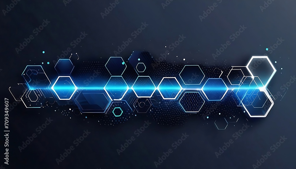 Poster technology banner design with hexagons abstract background