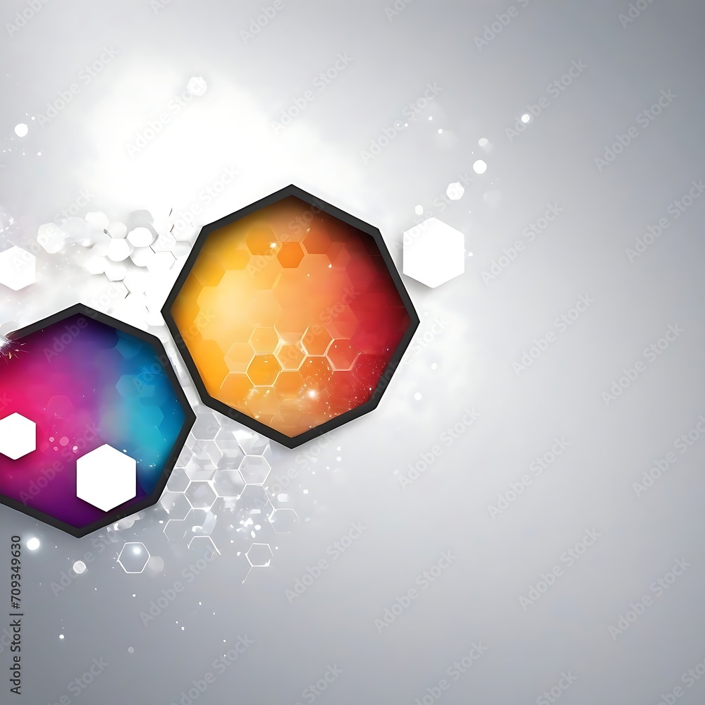 Poster technology banner design with hexagons abstract background