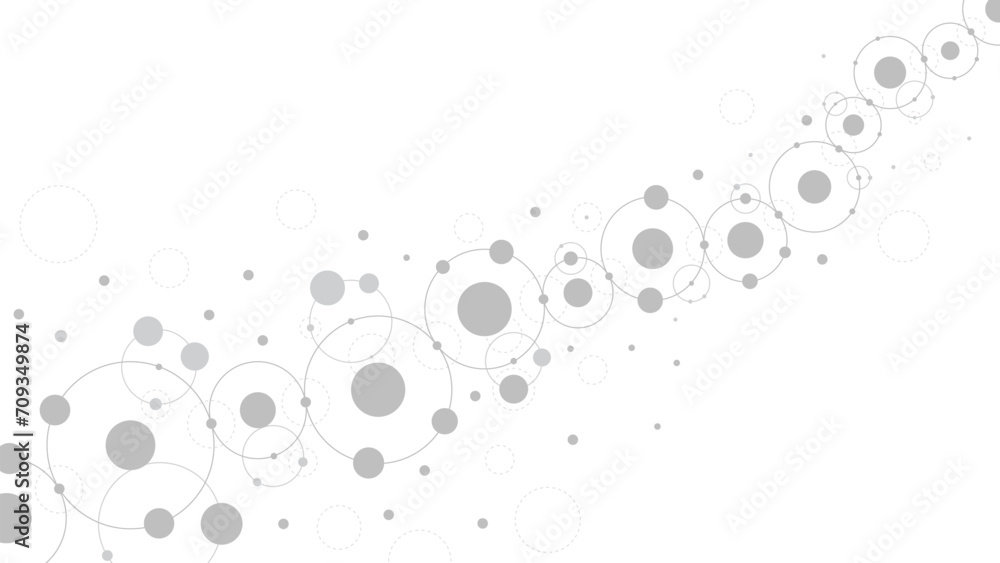 Poster Technology abstract background. Abstract geometric background. Connected circles. Network of circles.