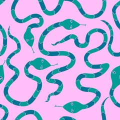 Cartoon animals seamless snakes pattern for wrapping paper and fabrics and new year 2025 packaging