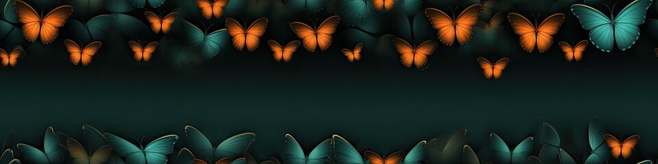 Minimalist Butterfly Row Pattern on Teal Background
