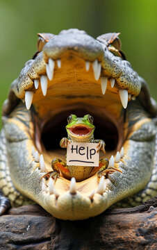Frosch in Krokodil 