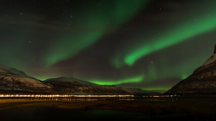 Aurora Borealis over the Lyngenfjord in arctic Norway