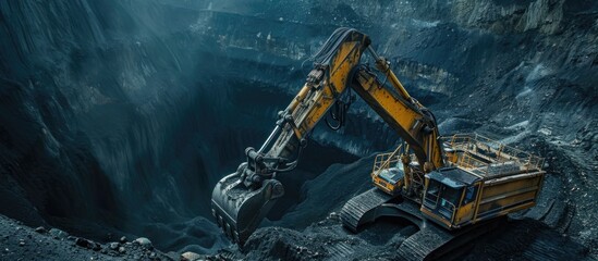 excavator in the coal mine
