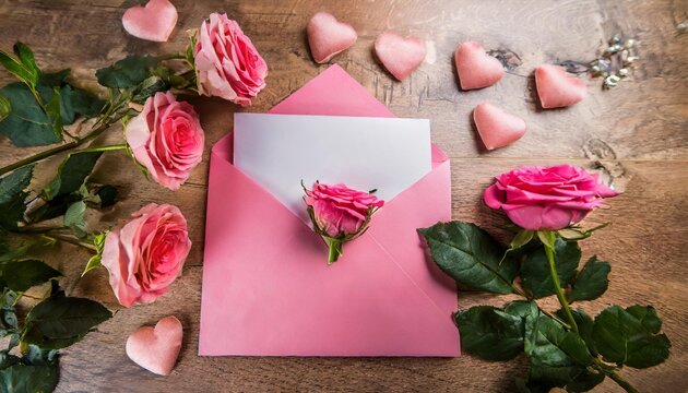 pink letter for valentine s day rose romantic letter
