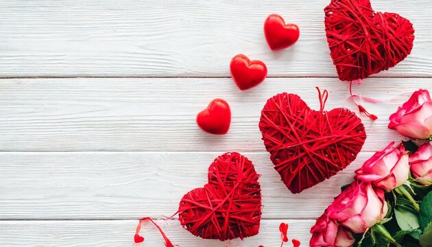 valentine day background with heart top view copy space