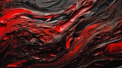 Obraz na płótnie Canvas Abstract black and red acrylic painted fluted 3d painting texture luxury background banner on canvas - red and black waves swirls. Decor concept. Wallpaper concept. Art concept. 3d concept.