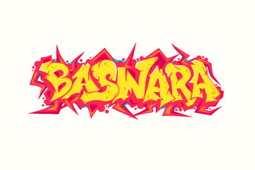 Baswara (Glow) Graffiti Vector Design, for T shirt, streetwear, Uban Style and poster