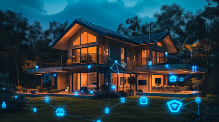 Smart home and internet of things house integration concept. - obrazy, fototapety, plakaty