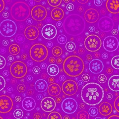 Cartoon animals footprints seamless cat and dog pattern for wrapping paper and fabrics and linens and kids
