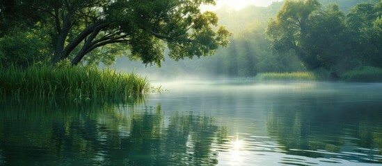Early morning view of peaceful water