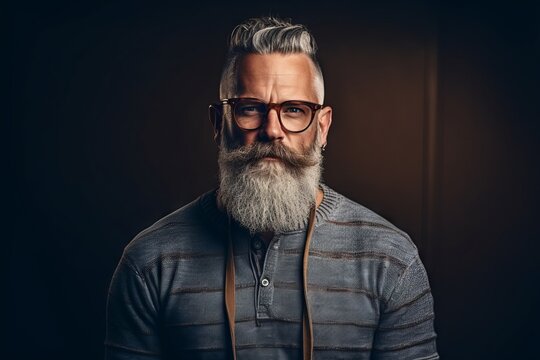 Portrait of a handsome bearded man with glasses. Men's beauty, fashion.
