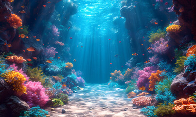 Naklejka na ściany i meble Create enchanting backdrops with underwater themes and magical sea creatures