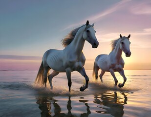 Obraz na płótnie Canvas horses on the beach