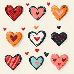Set of hand drawn hearts. Vector illustration. Design elements for Valentine's Day.