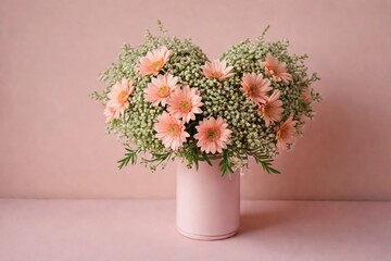 Peach and white color flowers collected in bouquet