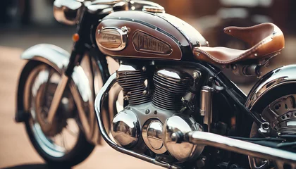 Deurstickers vintage motorcycle engine © Hamzart