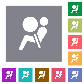 Air bag dashboard indicator square flat icons