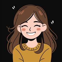 cute happy young woman doodle style illustration