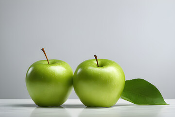 Green juicy apple isolated on white background