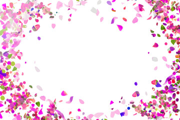 Festlicher Wirbel: Ein dynamisches Bild zeigt Konfetti, das vor einem reinen weißen Hintergrund wirbelt und eine fröhliche Atmosphäre für festliche Anlässe schafft