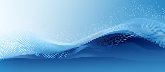 Blue abstract technology digital network background with wave shape like seawater. Created with Generative AI.