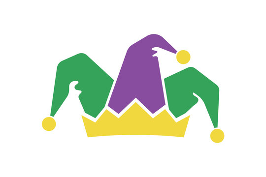 mardi gras symbol, jester hat icon for poster, greeting card, party invitation, banner or flyer, vector design element