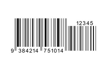 Barcode label template. Barcode icon. Visual data representation with product information isolated on white background. Vector graphic illustration