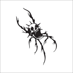 vector illustration of spider with skull concept