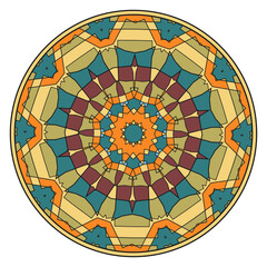 Round ornament, mandala, decorative panel. Restrained color palette. Vector illustration