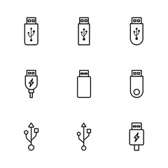 Usb icon set. Flash disk icon vector