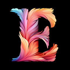 The letter l is made up of colorful feathers.