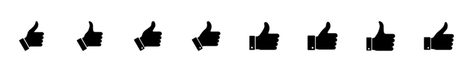 Thumbs up icon set. Hand like. Like icon vector.