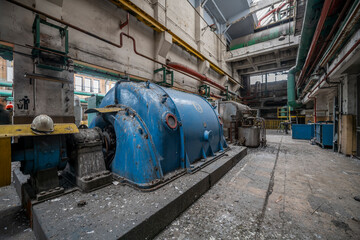 Fototapeta na wymiar Old Abandoned Historic Industrial Power Plant in Silesia, Poland, Europe