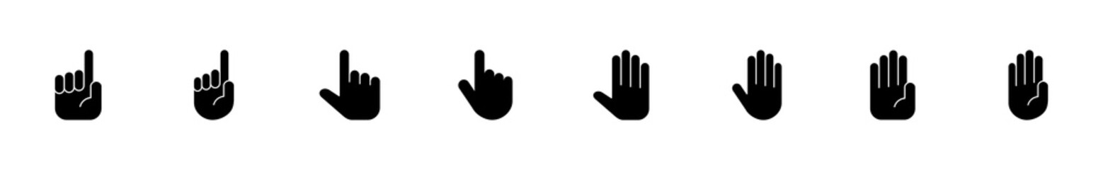 Hand icon set. hand vector icon, palm,click