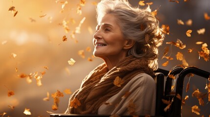 Navigating life's journey: a pensioner in a wheelchair embracing mobility with resilience and grace, embodying the spirit of aging with dignity and strength in every roll.