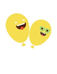 Cartoon Balloons with Happy Faces on Isolated Background