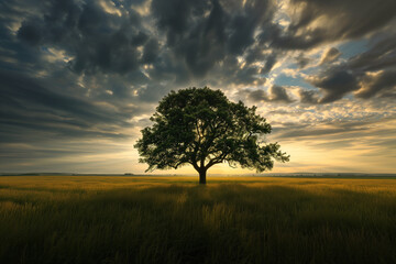 Fototapeta premium Big lonely tree in the field