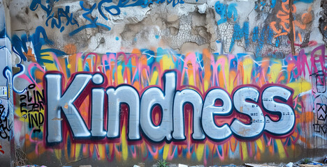 Kindness Graffit on Wall created with Generative AI Technology, ai, generative