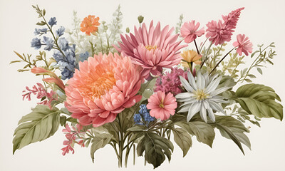 botanical flower bunch print digital background