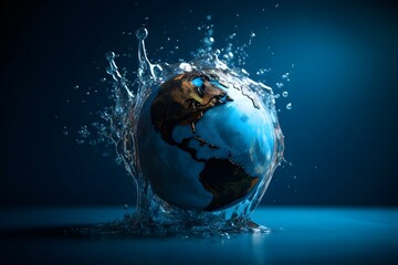 Blue background with melting earth , .highly detailed,   cinematic shot   photo taken by sony   incredibly detailed, sharpen details   highly realistic   professional photography lighting   lightroom