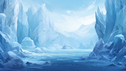 A frozen cascade of glacial ice clinging to the rocky contours of a towering mountain face, framed by a sapphire sky -Generative Ai